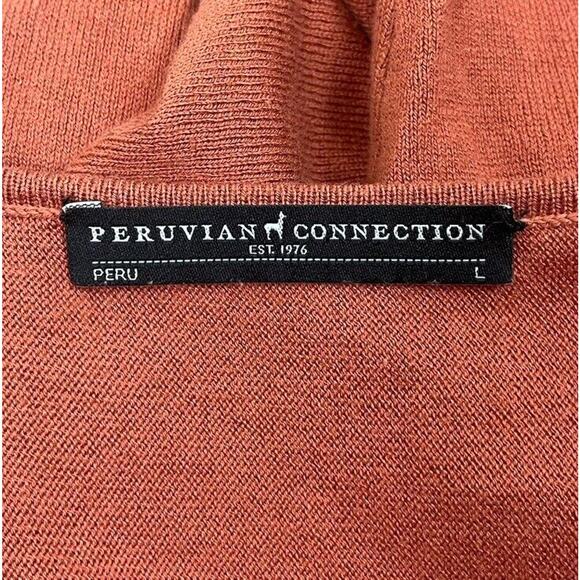 Peruvian Connection Burnt Orange Top Pima Cotton Blend Dolman Sleeve Size Large - Picture 5 of 6